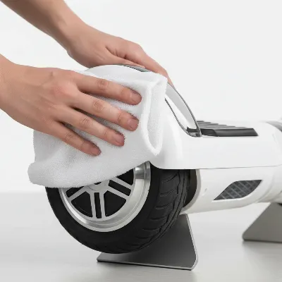 Thoroughly drying hoverboard wheels after cleaning to prevent damage